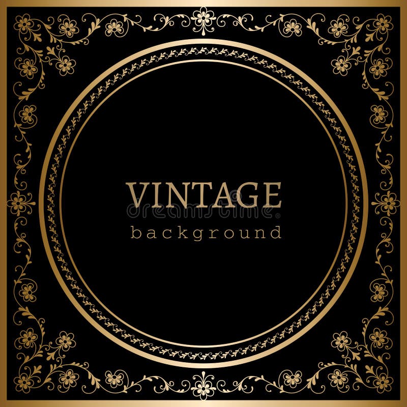 Decorative Gold Frame with Vintage Round Patterns Stock Vector