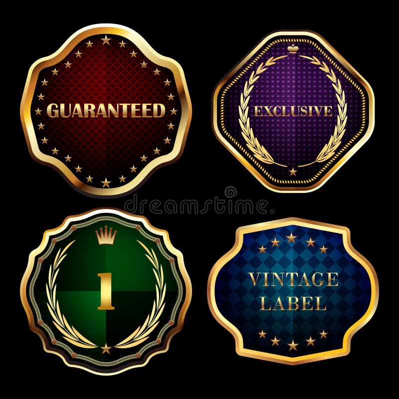 Vintage gold frames labels collection design elements.