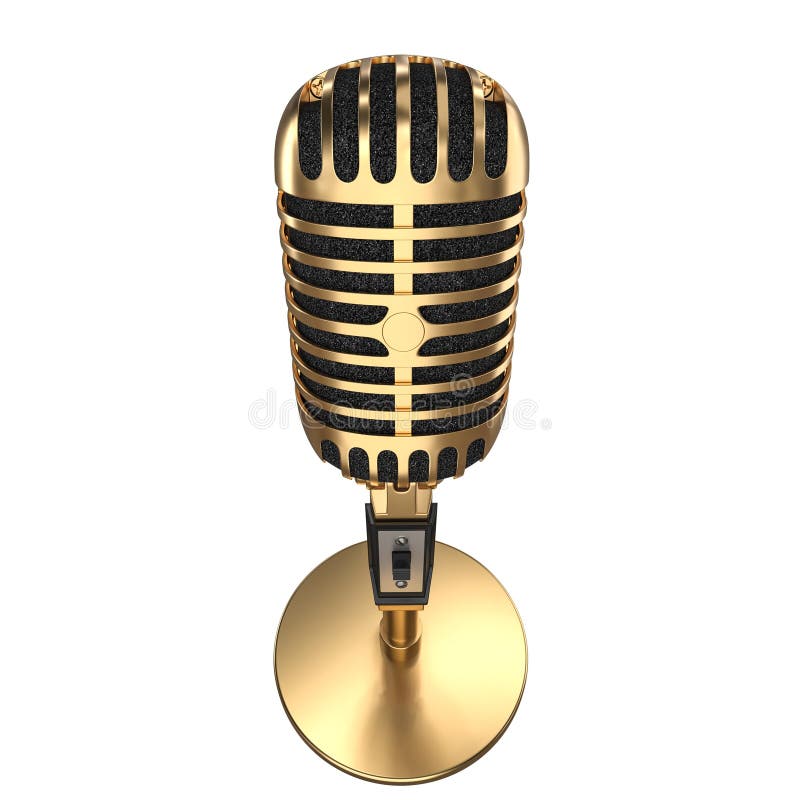 Vintage gold microphone isolated on white royalty free illustration