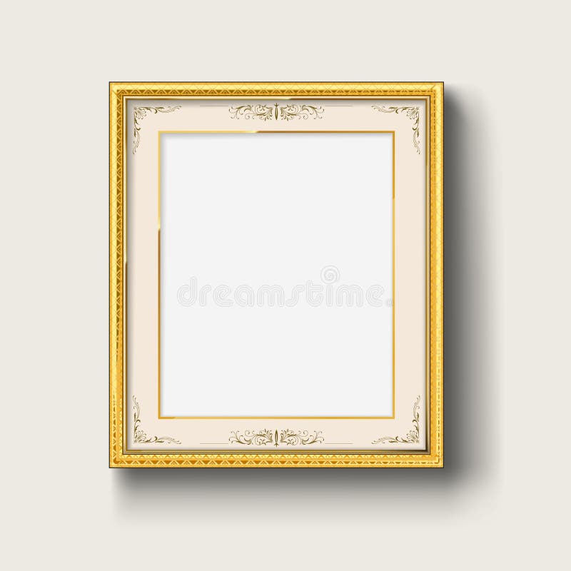 Vintage gold picture frame stock vector. Illustration of border 85997488