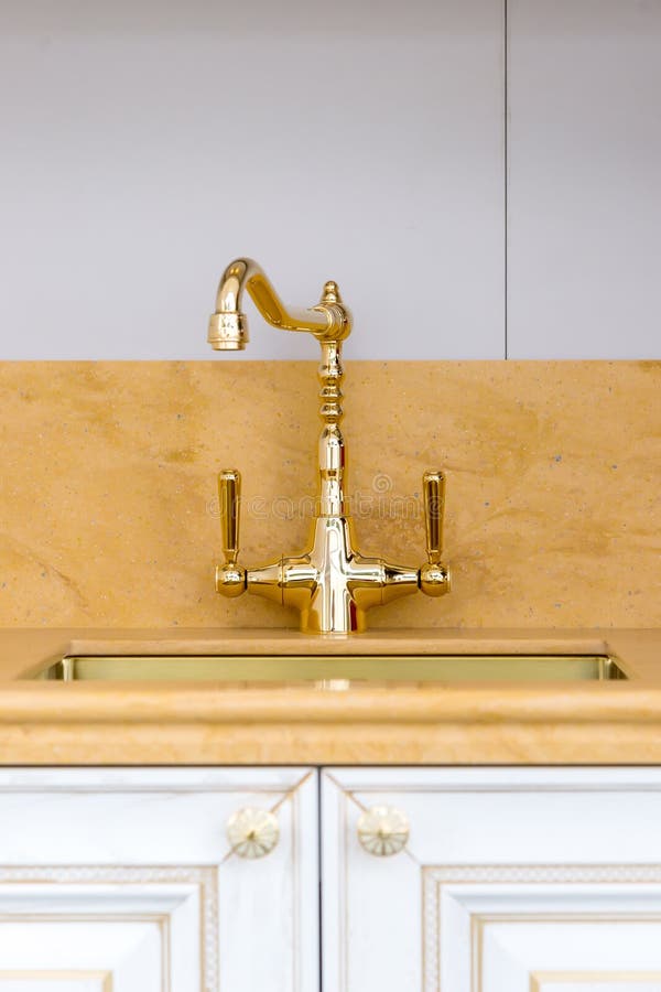 Vintage Gold Polished Kitchen Faucet Stock Image Image of kitchen