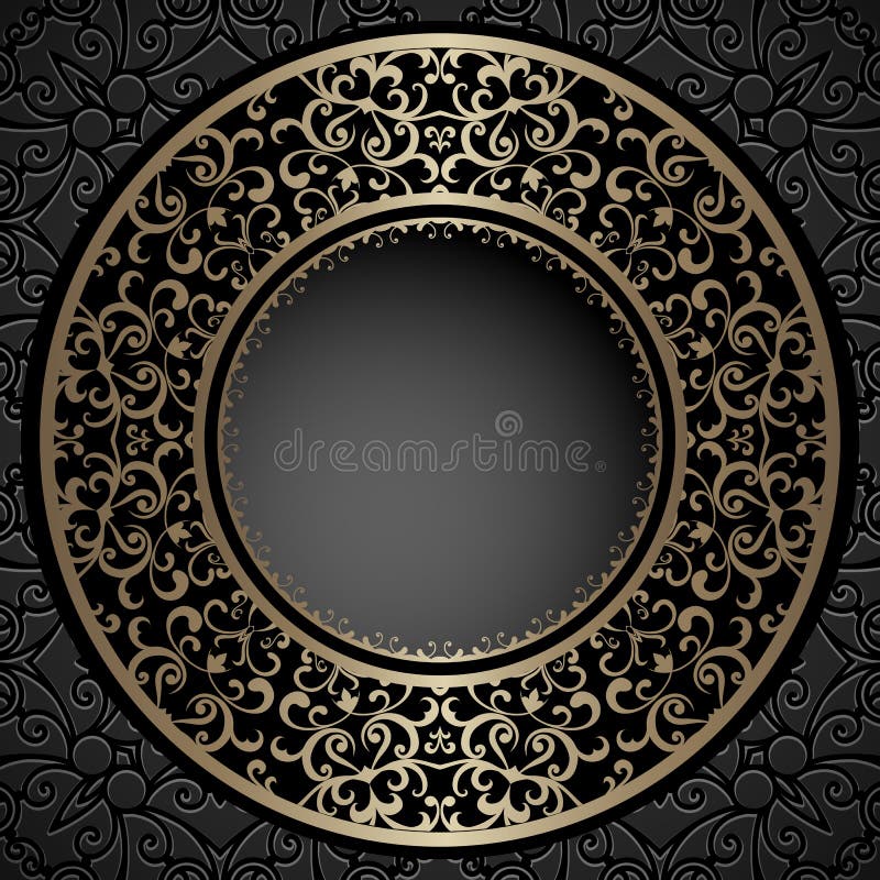 Vintage Round Frame with Gold Border Pattern Stock Vector - Illustration of  cutout, decor: 185803443