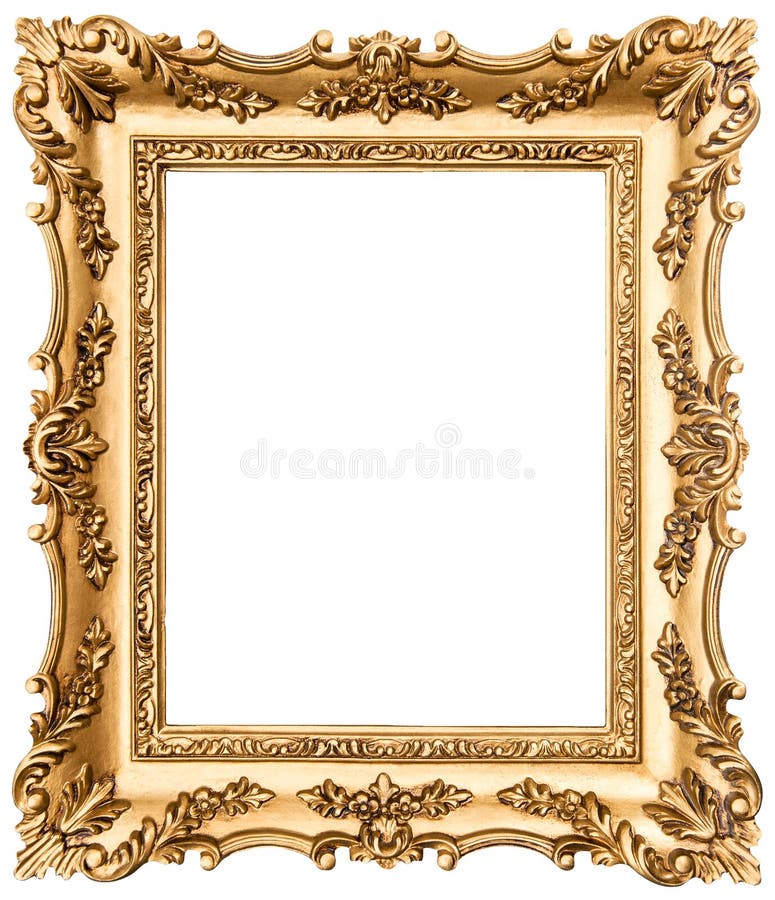 Vintage Golden Picture Frame Isolated on White Stock Image Image of