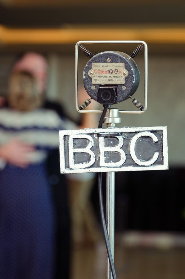 Vintage Grampian Retro Bbc Microphone at a Retro Event Editorial Stock