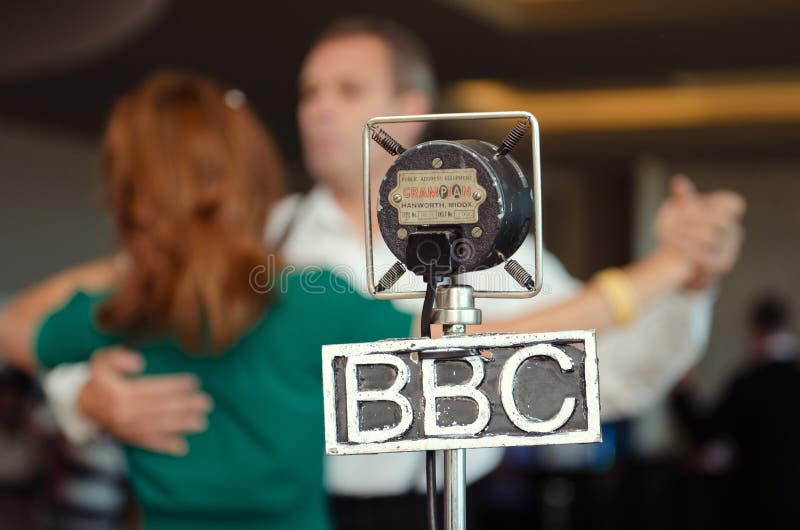 Vintage Grampian Retro Bbc Microphone at a Retro Event Editorial Stock