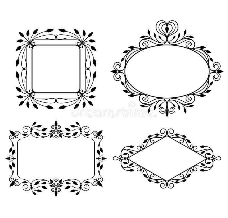 Vintage mirror frames set. Vector collection of round and square vintage  frames, design elements Stock Vector by ©inagraur.ymail.com 194394880