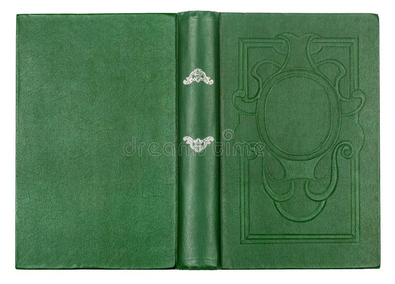 Vintage green book with embossed stock photography