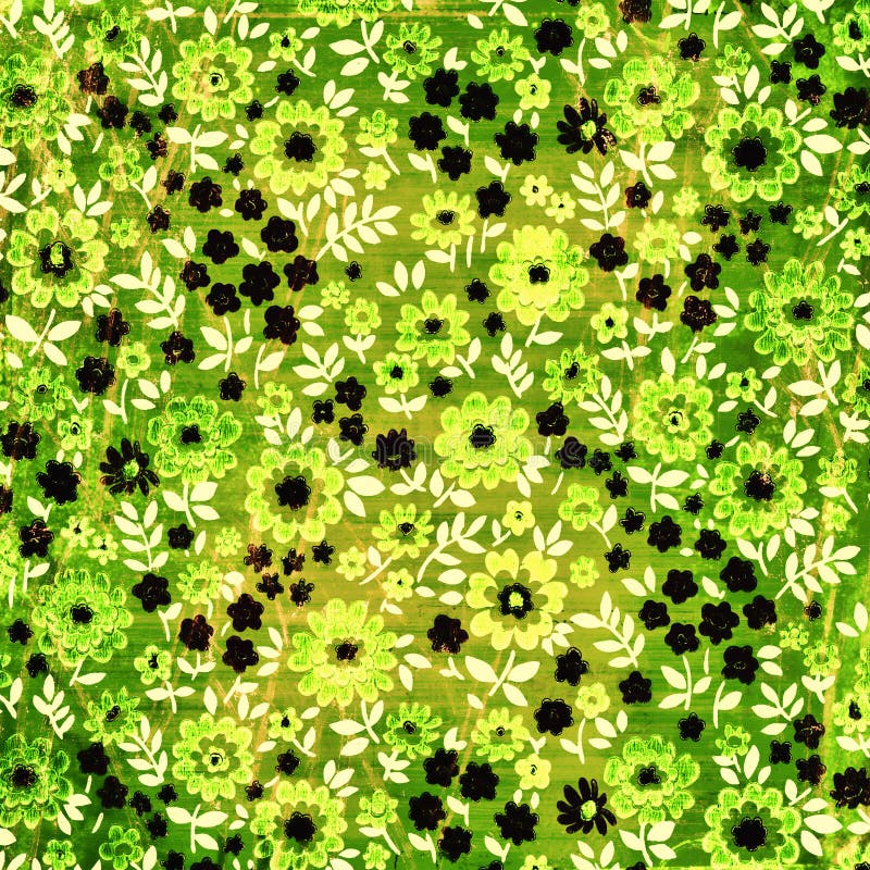 Vintage green flowers royalty free illustration