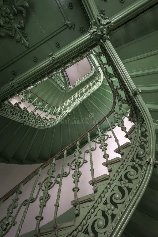 Vintage, green staircase royalty free stock photos