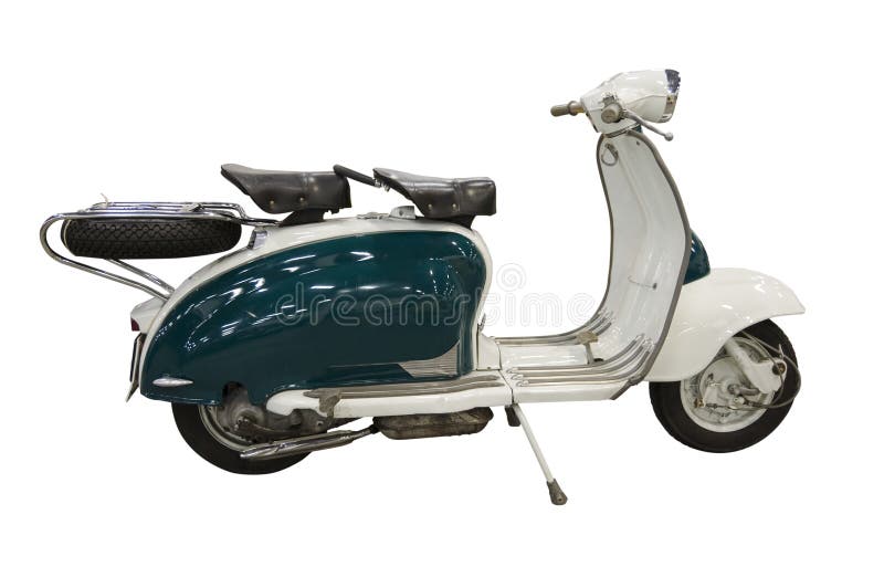Vintage green and white scooter (path included) royalty free stock photos Vintage green and white scooter (path included) royalty free stock photos