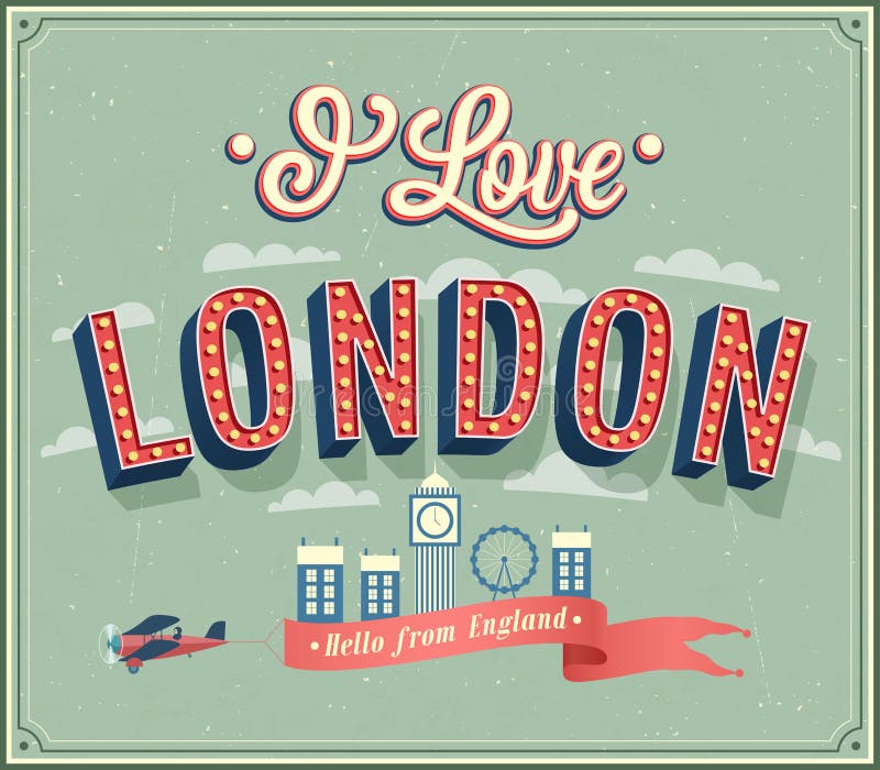 Vintage Greeting Card From London England. Stock Vector
