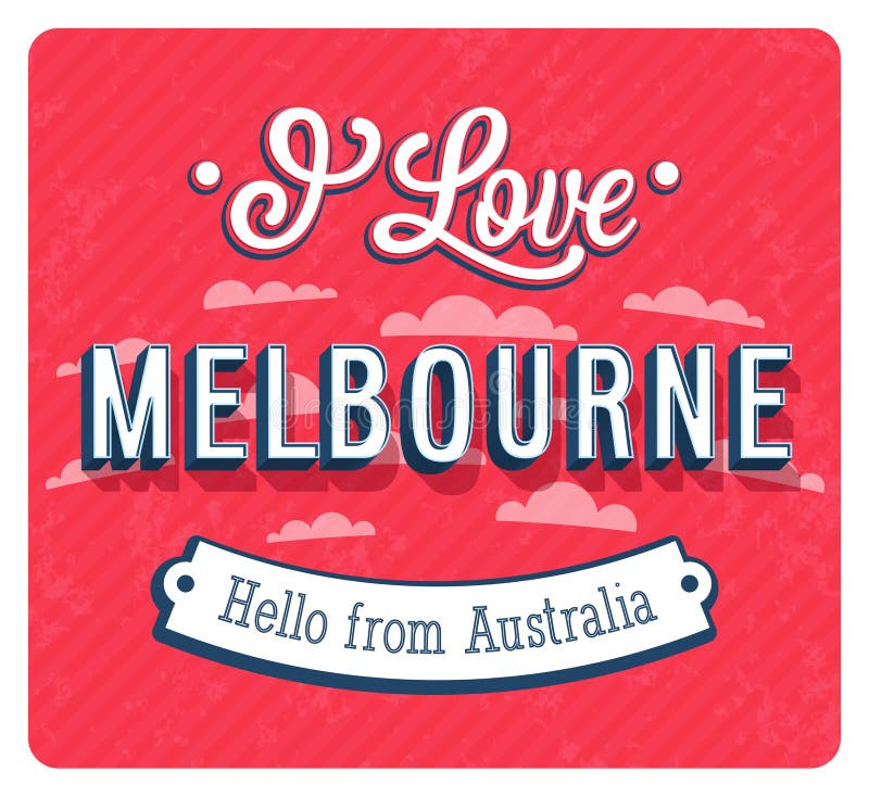 Vintage Greeting Card from Melbourne Australia. Stock Vector