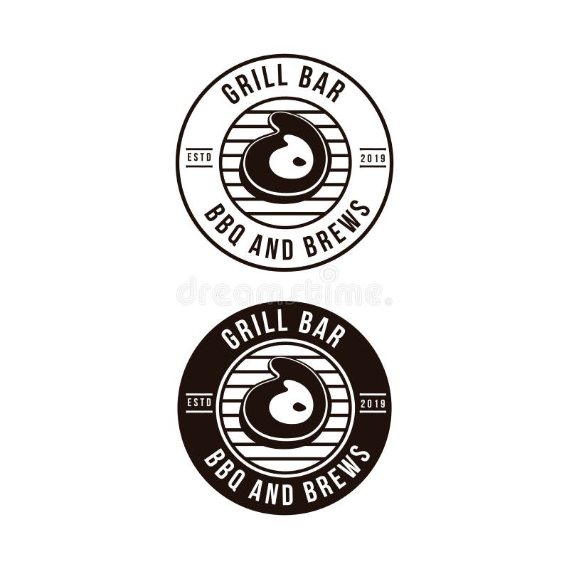 Vintage Grill Barbeque z pÅ‚ytÄ… barbekowÄ… i logo miÄ™sa ilustracji Vintage Grill Barbeque z pÅ‚ytÄ… barbekowÄ… i logo miÄ™sa ilustracji