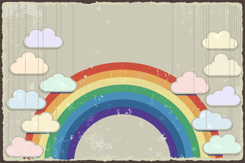 Download Vintage Grunge Background With Rainbow. Vector Stock ...