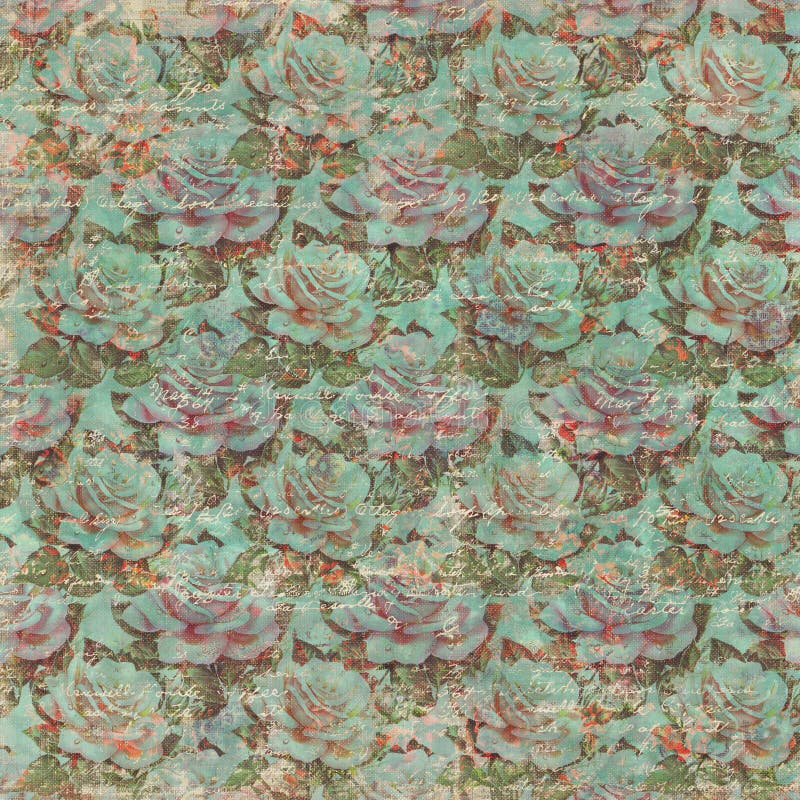 Vintage Grungy Rose Wallpaper Pattern with text royalty free stock photos