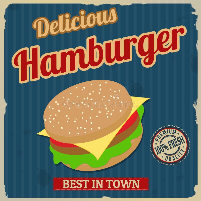 Vintage Hamburger Poster  Design Stock Vector 