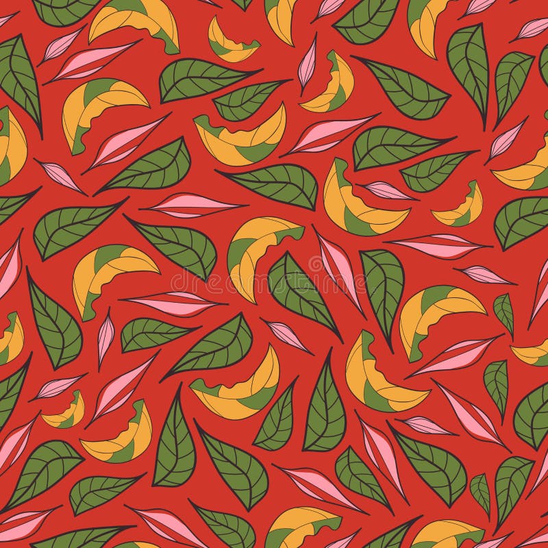 Vintage hand drawn beautiful leaves classic design with retro style background seamless pattern vector stock illustration Vintage hand drawn beautiful leaves classic design with retro style background seamless pattern vector stock illustration