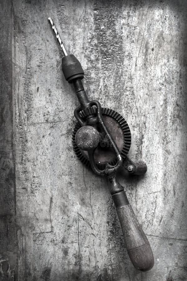 Vintage Hand Drill with Grunge Effects royalty free stock photography Vintage Hand Drill with Grunge Effects royalty free stock photography