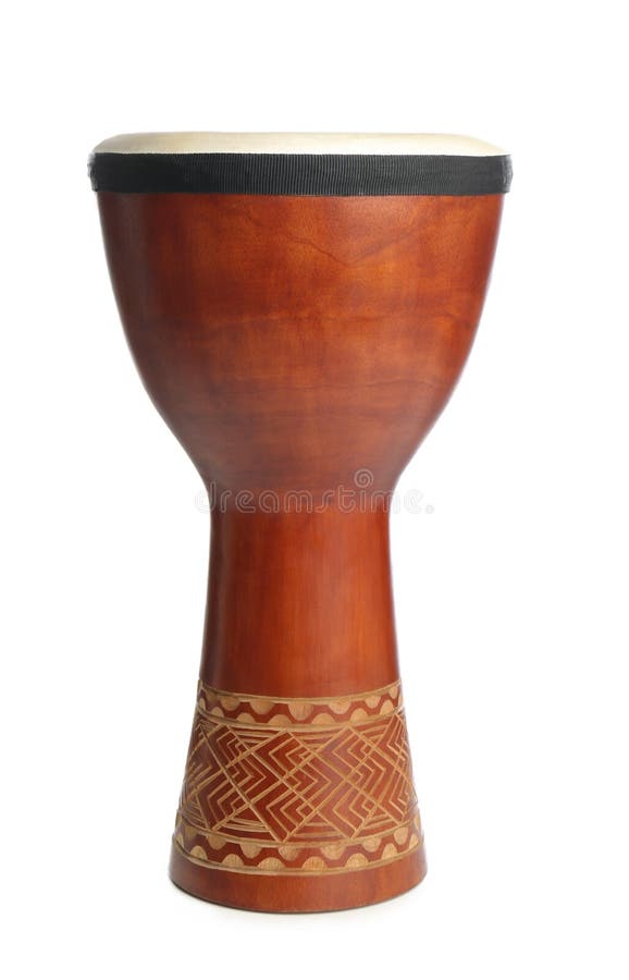 Vintage Hand Drum Isolated on White. Percussion Musical Instrument