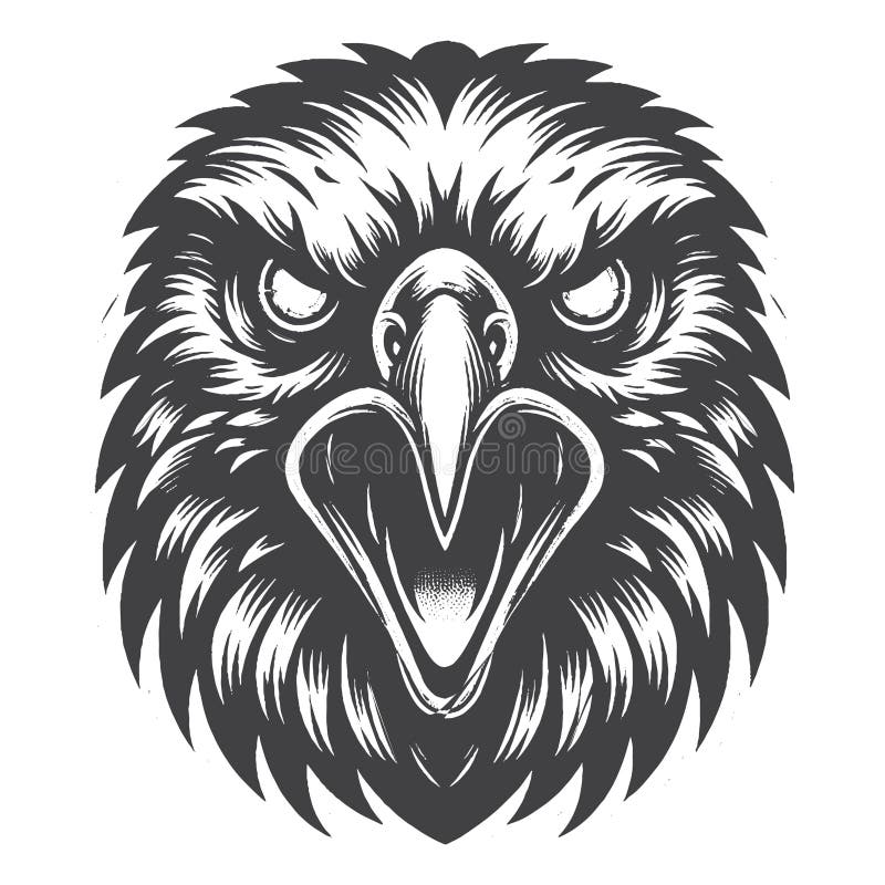 Vintage HandDrawn Spain Imperial Eagle Angy Glowing Eyes Vector Design. vektor illustrationer