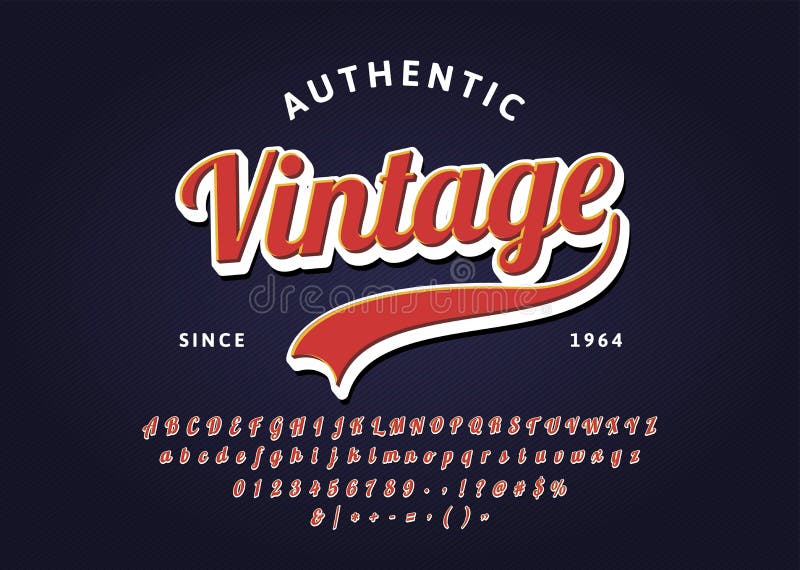 Vintage handgeschriebene Schrift Schlagzeilen Authentisches Retro-T-Shirt-Logo Vector-Skriptart stock abbildung