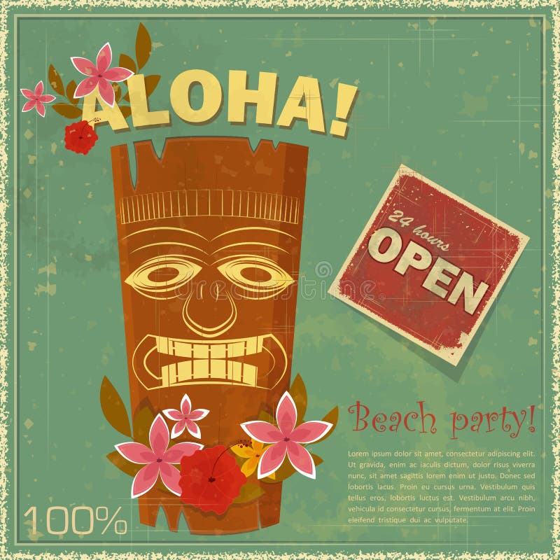 Vintage Hawaiian postcard stock vector. Illustration of board 25302237