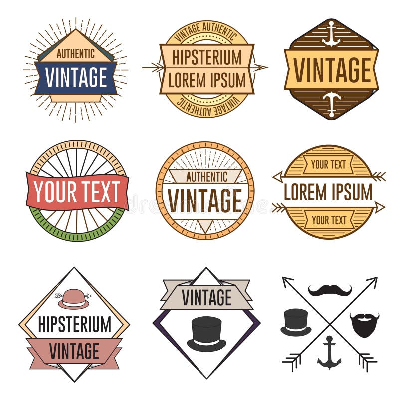 Vintage Hip Logo or Sticker Label Vector Illustraitons Stock Vector ...