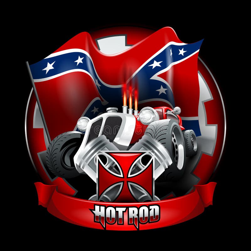 Download Vintage Hot Rod Logo For Printing On T-shirts Or Posters. Vector Illustration. Stock Vector ...