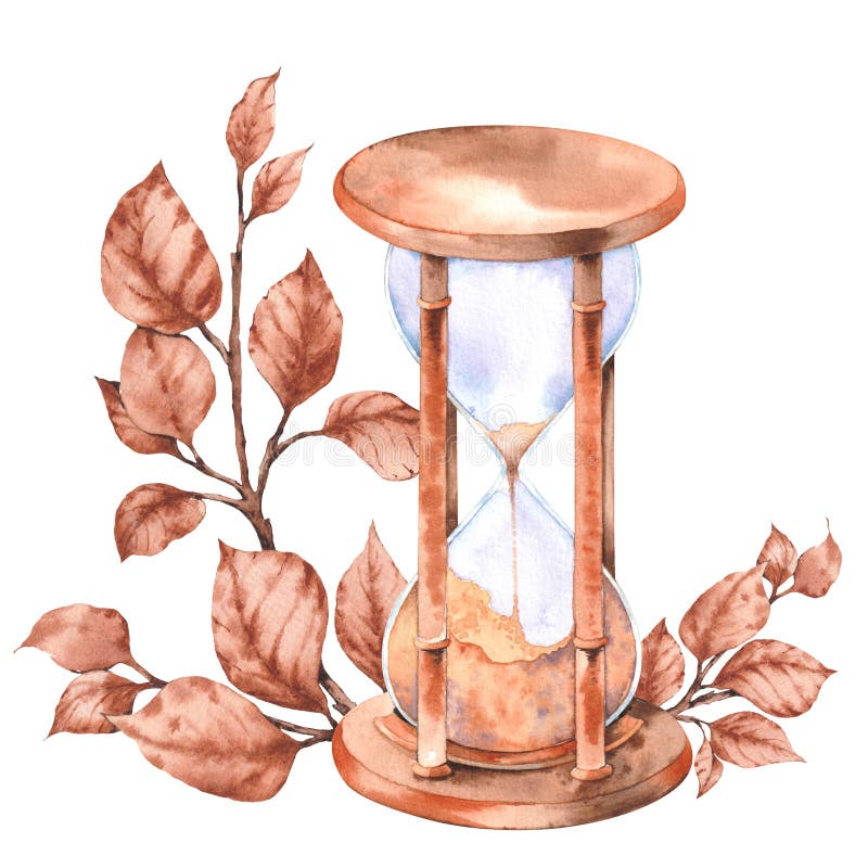 Vintage hourglass clipart wyizolowane na białym tle. ilustracji