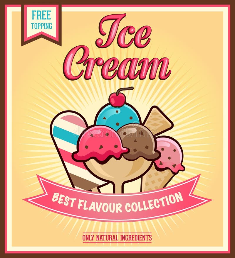 Vintage IceCream Poster. stock illustration. Illustration of concept
