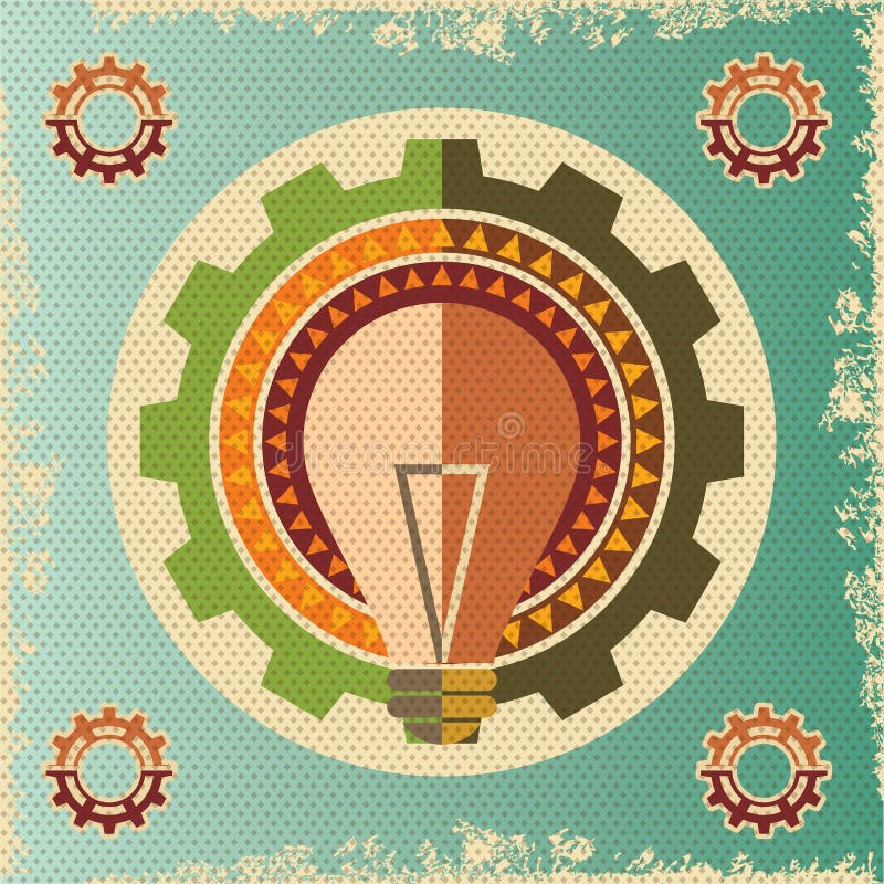 Vintage idea vector with power and gear royalty free illustration