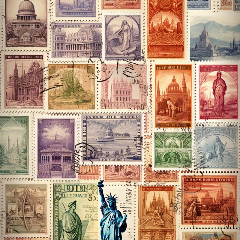 International Stamps Collectibles Stock Photo - Download Image Now