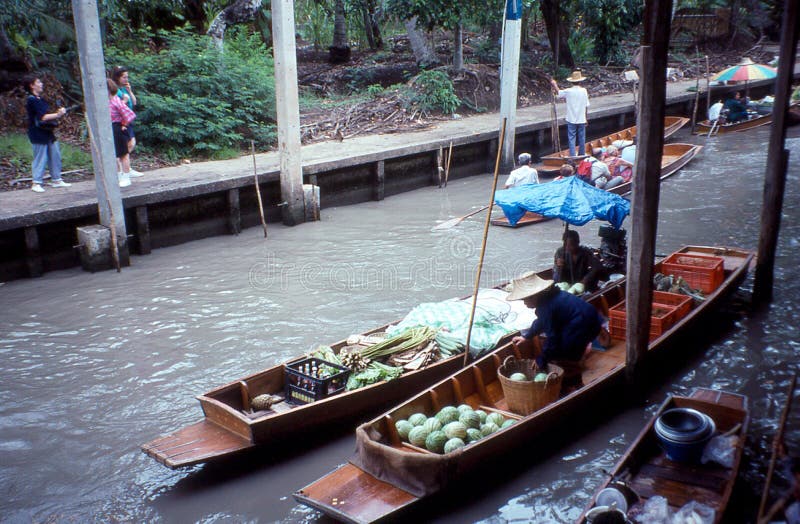 Vintage image of a Floating market stock images