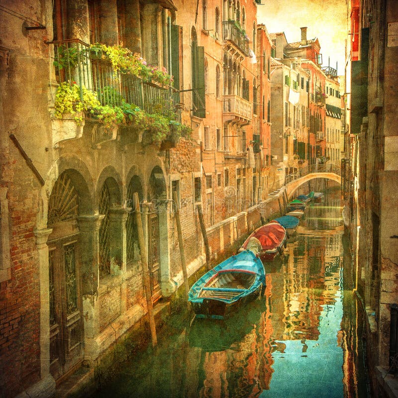 Vintage image of Venetian canals