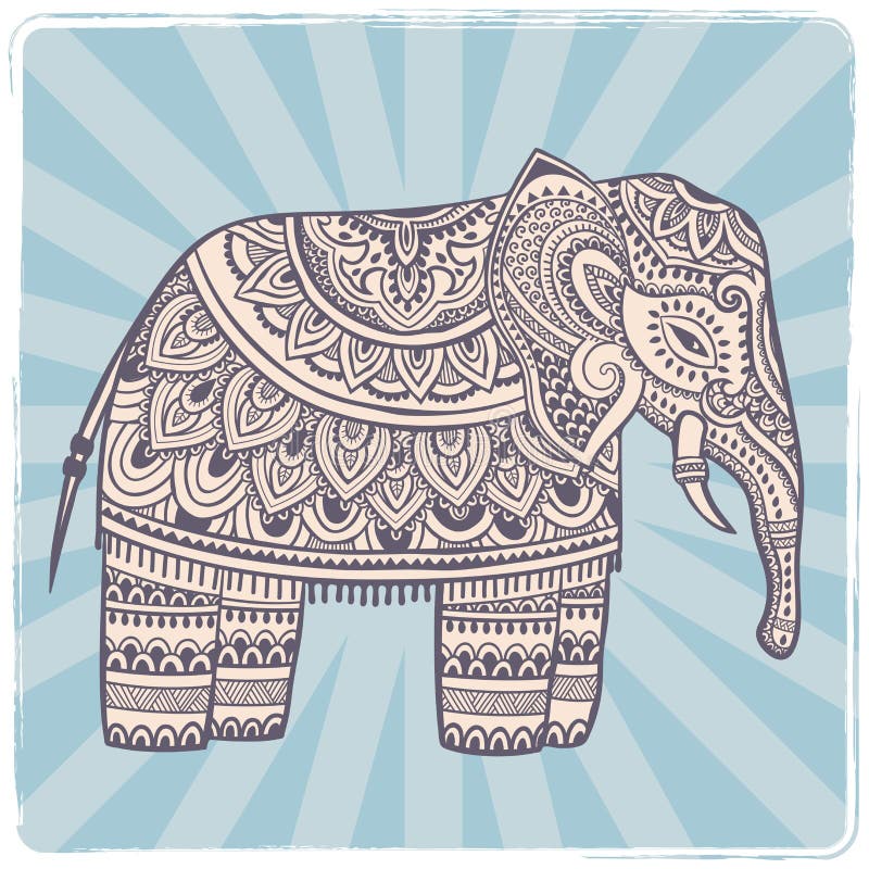 Download Vintage Indian Elephant With Tribal Ornaments. Mandala ...