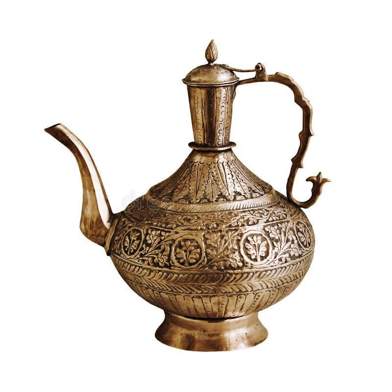 Vintage Indian Teapot on a White Background Stock Photo Image of