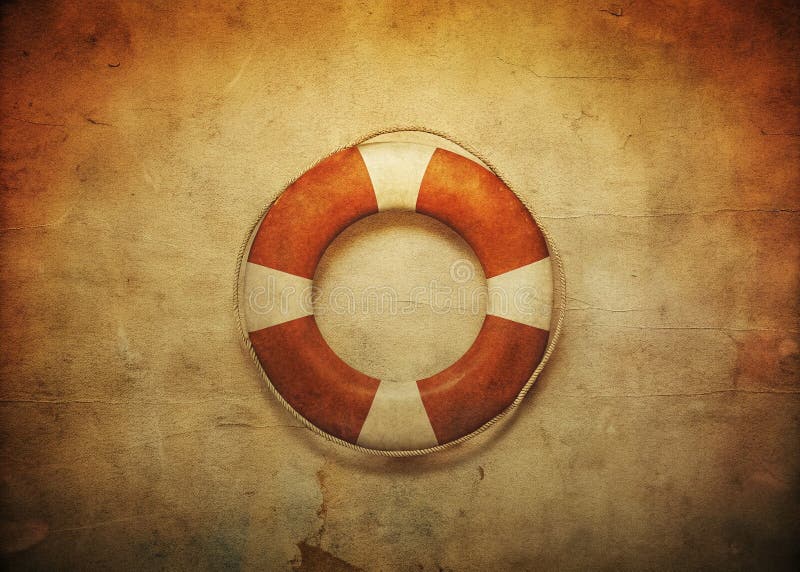 Retro Life Preserver Safety Ring Graphic a Timeless Design Element for