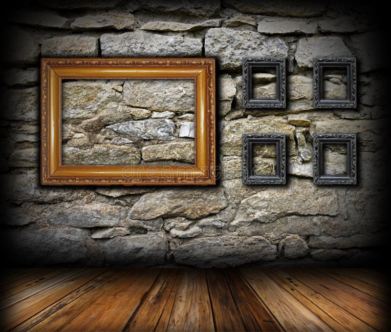Vintage Interior Backdrop with Frames Stock Photo Image of grunge