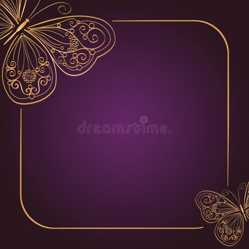 Vintage invitation card on dark purple background