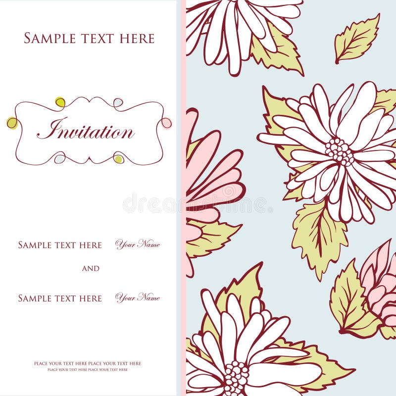 Vintage invitation card with floral