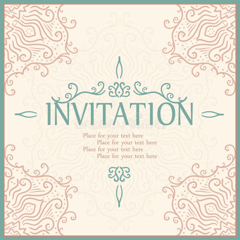 Vintage Invitation Card with Lace Ornament. Stock Vector - Illustration ...