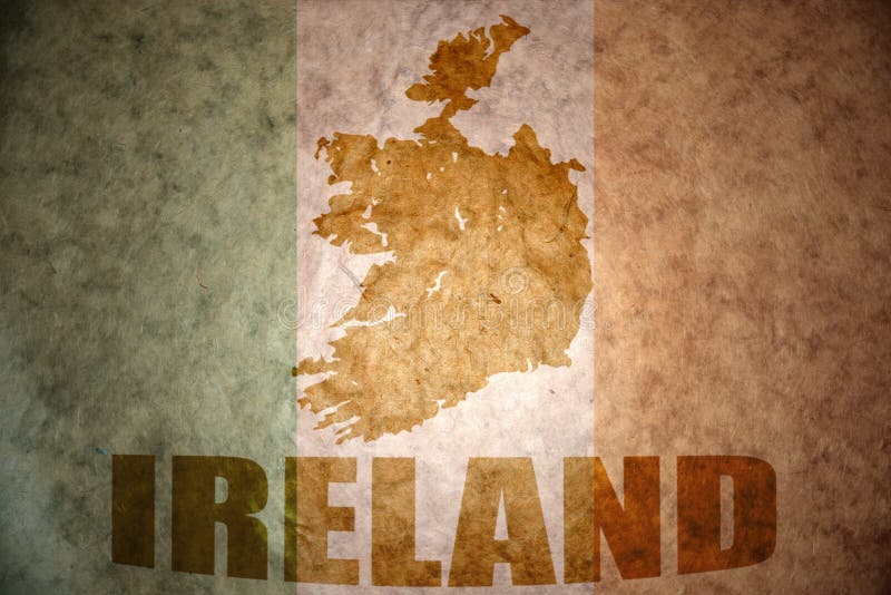 Ireland map on a vintage irish flag background. Ireland map on a vintage irish flag background