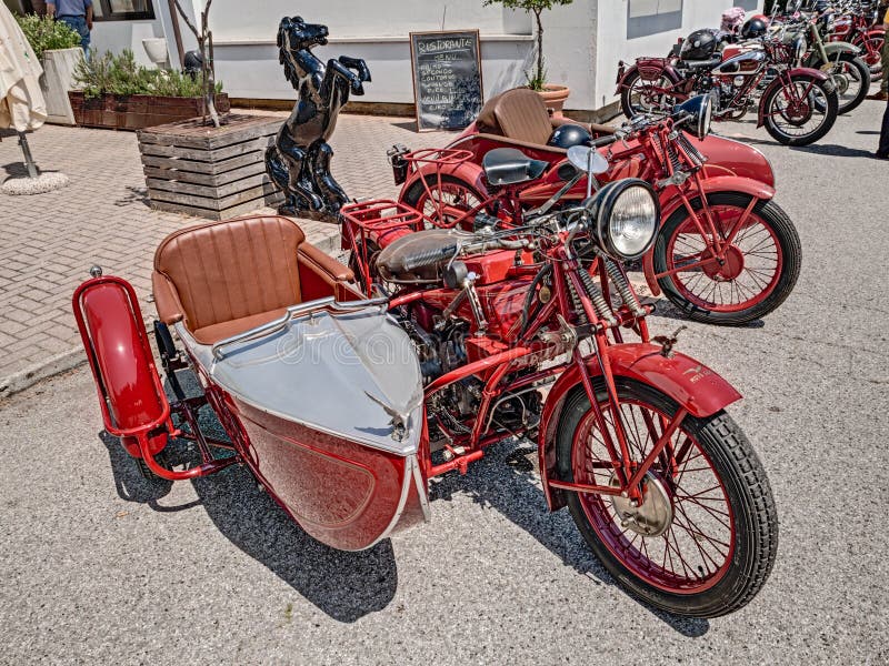 Vintage italian motorcycle Moto Guzzi with sidecar