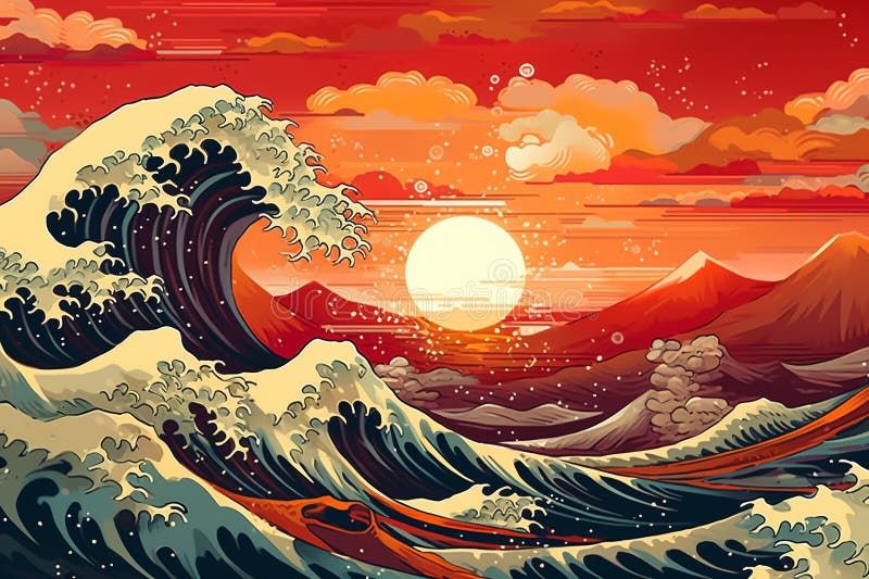 Great Wave Kanagawa Stock Illustrations – 130 Great Wave Kanagawa Stock ...