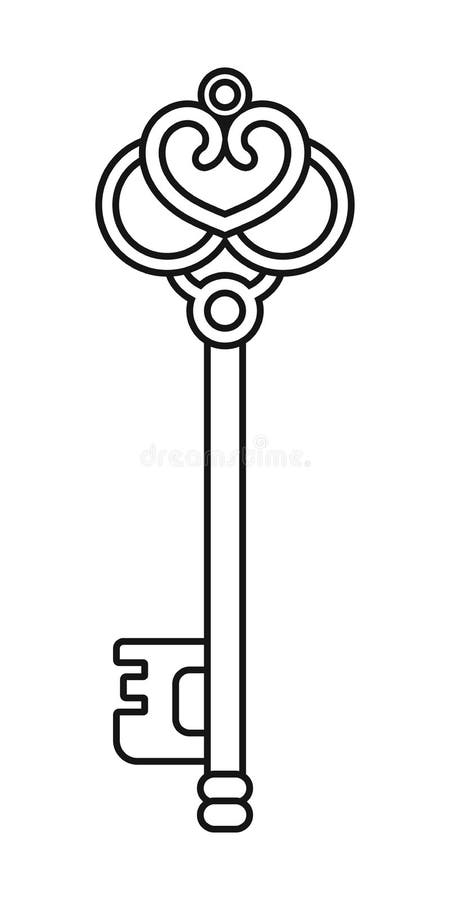 Vintage Key Black And White Illustration For Coloring Stock Vector Illustration Of Security Victorian 106662188
