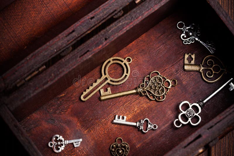 Old keys in chest stock image. Image of door, iron, 13359445
