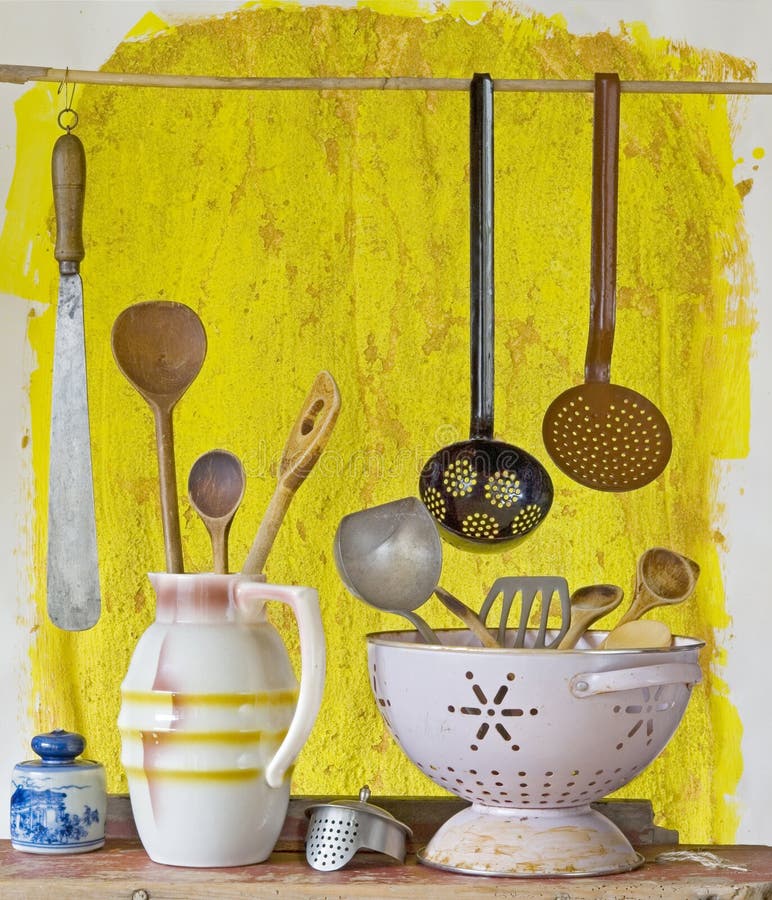 Collection Vintage Kitchenware Red Old Kitchen Stock Photo 306040793