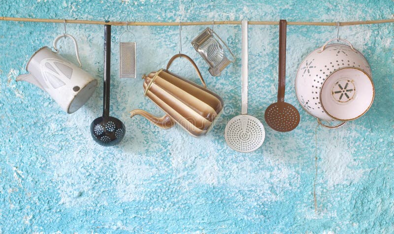 Vintage kitchen utenslis stock photo Vintage kitchen utenslis stock photo