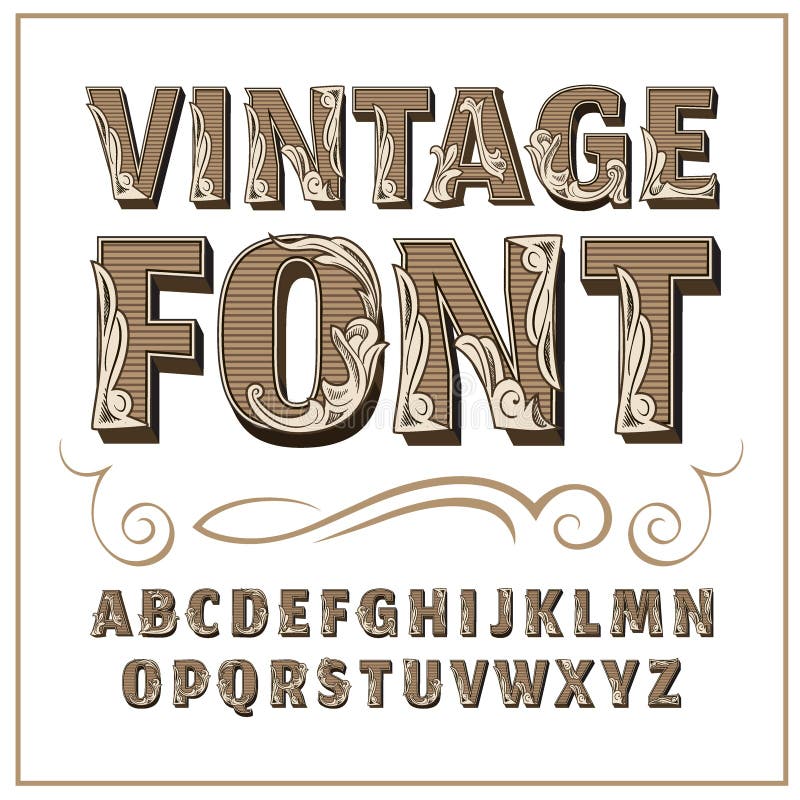 Download Retro Western Font Alphabet On Dark Background Stock Illustration Illustration Of Decoration Modern 97760685 SVG Cut Files