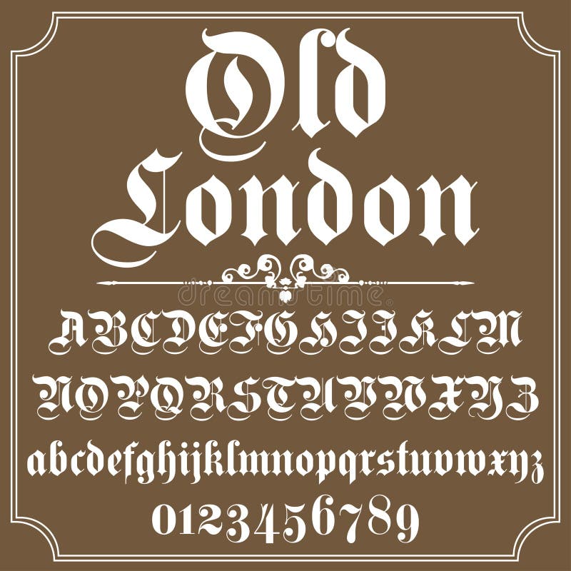 Vintage Label Typeface Named Old London.Font. Typeface. Script Stock